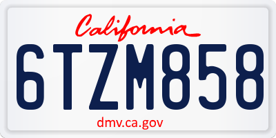 CA license plate 6TZM858