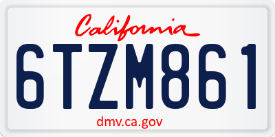 CA license plate 6TZM861
