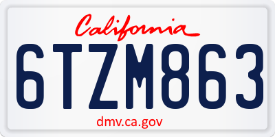 CA license plate 6TZM863