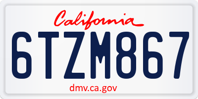 CA license plate 6TZM867