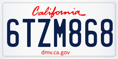 CA license plate 6TZM868
