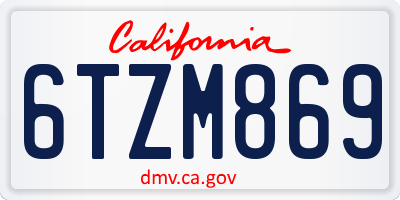 CA license plate 6TZM869