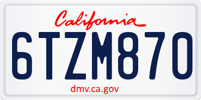 CA license plate 6TZM870