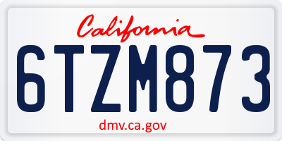 CA license plate 6TZM873