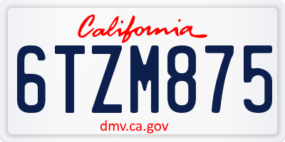 CA license plate 6TZM875