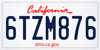 CA license plate 6TZM876