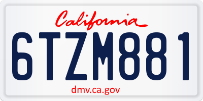 CA license plate 6TZM881