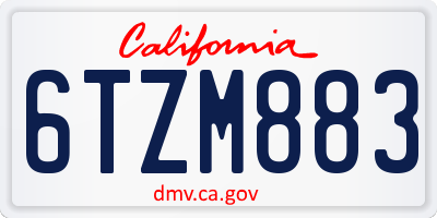 CA license plate 6TZM883
