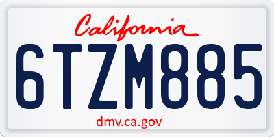 CA license plate 6TZM885