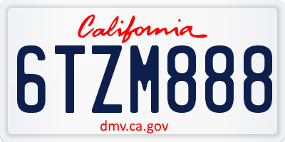 CA license plate 6TZM888
