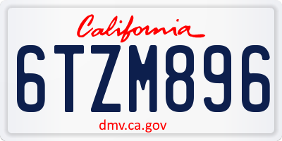 CA license plate 6TZM896