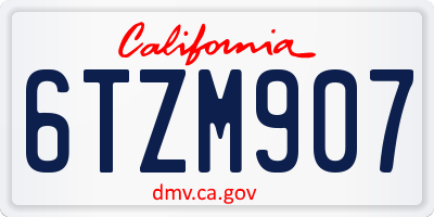 CA license plate 6TZM907