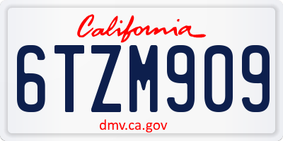 CA license plate 6TZM909