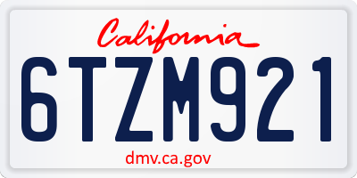 CA license plate 6TZM921