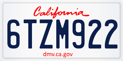 CA license plate 6TZM922