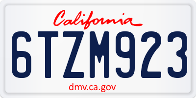 CA license plate 6TZM923