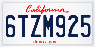 CA license plate 6TZM925