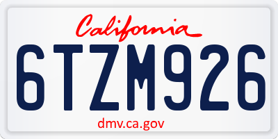 CA license plate 6TZM926