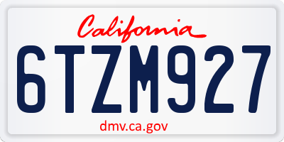 CA license plate 6TZM927