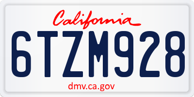 CA license plate 6TZM928