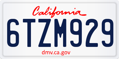 CA license plate 6TZM929