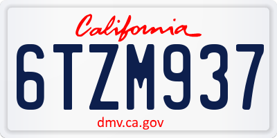CA license plate 6TZM937