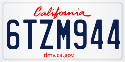 CA license plate 6TZM944