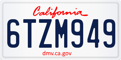 CA license plate 6TZM949