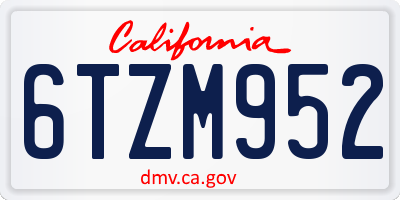 CA license plate 6TZM952