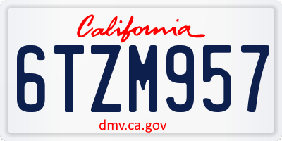 CA license plate 6TZM957
