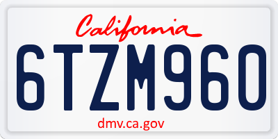 CA license plate 6TZM960