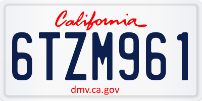 CA license plate 6TZM961