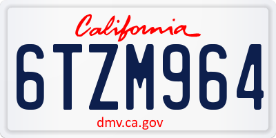 CA license plate 6TZM964