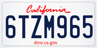 CA license plate 6TZM965