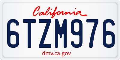 CA license plate 6TZM976