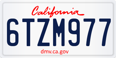 CA license plate 6TZM977