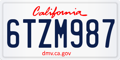 CA license plate 6TZM987