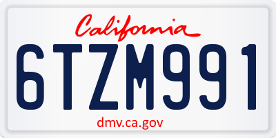CA license plate 6TZM991