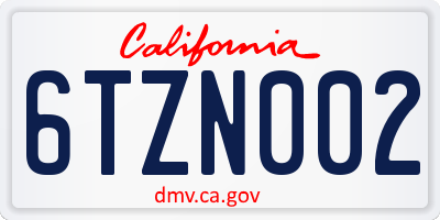 CA license plate 6TZN002