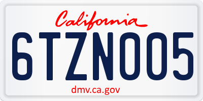 CA license plate 6TZN005