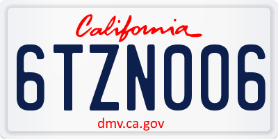 CA license plate 6TZN006
