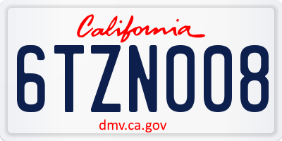 CA license plate 6TZN008