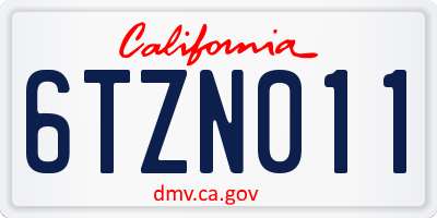 CA license plate 6TZN011