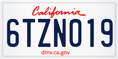 CA license plate 6TZN019