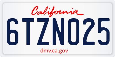 CA license plate 6TZN025