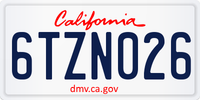 CA license plate 6TZN026