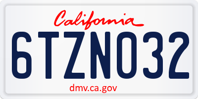 CA license plate 6TZN032