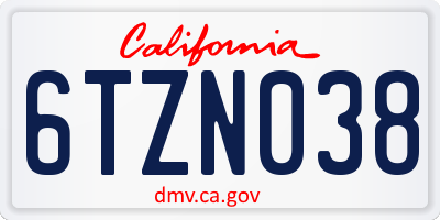 CA license plate 6TZN038