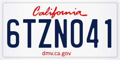 CA license plate 6TZN041
