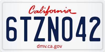 CA license plate 6TZN042